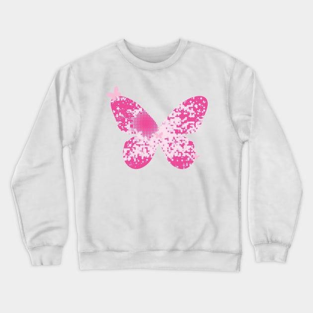 Pink Butterfly Vector Crewneck Sweatshirt by Florentino